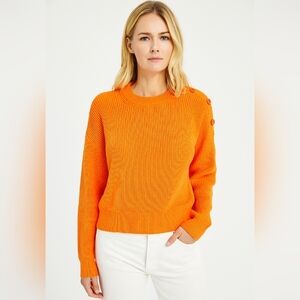 525 America Women's Vibrant Orange Button-Detail Longsleeve Sweater Small